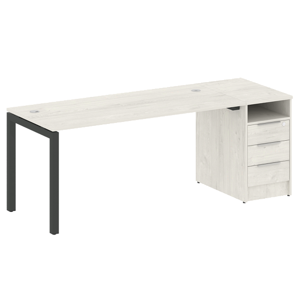 Metal System Quattro Р. ст. с тумбой на П-образном м/к 50БП.РС-СТП-1.4 Дуб наварра/Антрацит металл 2012*720*750 - Вид 1