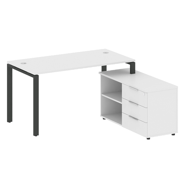 Metal System Р. ст. с тумбой на П-образном м/к БП.РС-СТС-2.3 (R) Белый/Антрацит металл 1500*1520*750 - Вид 1