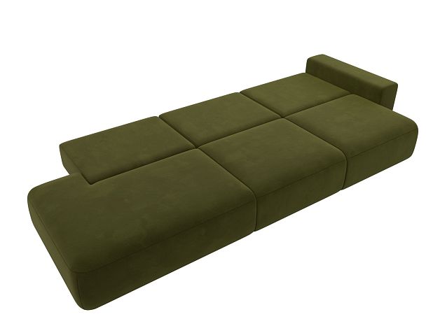 Диван прямой Лига-036 Модерн Лонг подлокотник справа Микровельвет зеленый - Вид 10