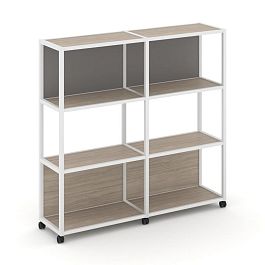 Shelf Mobile Стеллаж 4 уровня 2 секции VR.LT-STK-415.12 Дуб Аттик/Металл Белый/W-11 2370*400*1523 - Фото предпросмотра