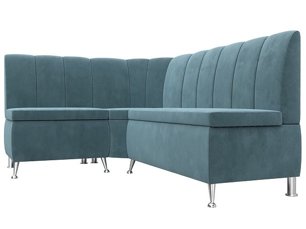 Кухонный угловой диван Кантри левый (полностью Велюр бирюзовый) - Вид 3