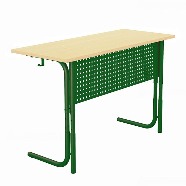 Стол ученический 100РП, 2-местный, регулируемый (экран-перфорация) на круглой трубе (м/к Красный, Синий, Зеленый), гр.5-7 - Вид 3