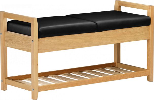 Обувница деревянная Вудсен Натуральный/Черная экокожа - Вид 1