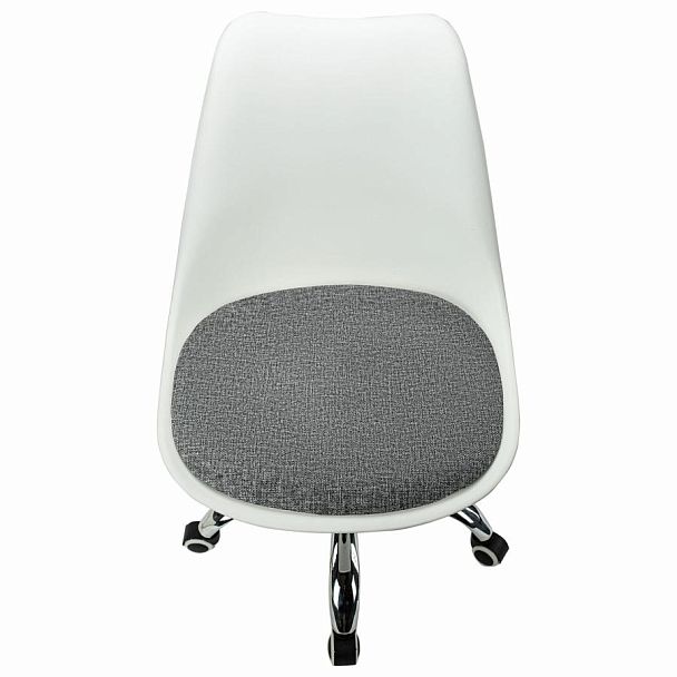 Кресло стул BRABIX "Eames MG-310 CH", хром, пластик белый, ткань серая, 532924 - Вид 8