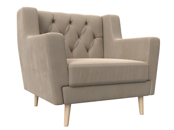 Кресло Брайтон Люкс (полностью велюр бежевый) - Вид 1