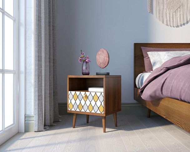 Тумбочка Berber с одним ящиком 22 принт арт BB06/Print_22, разноцветная - Вид 3