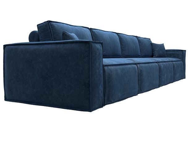 Диван прямой Лига-081 НПБ МегаЛонг Велюр синий - Вид 3