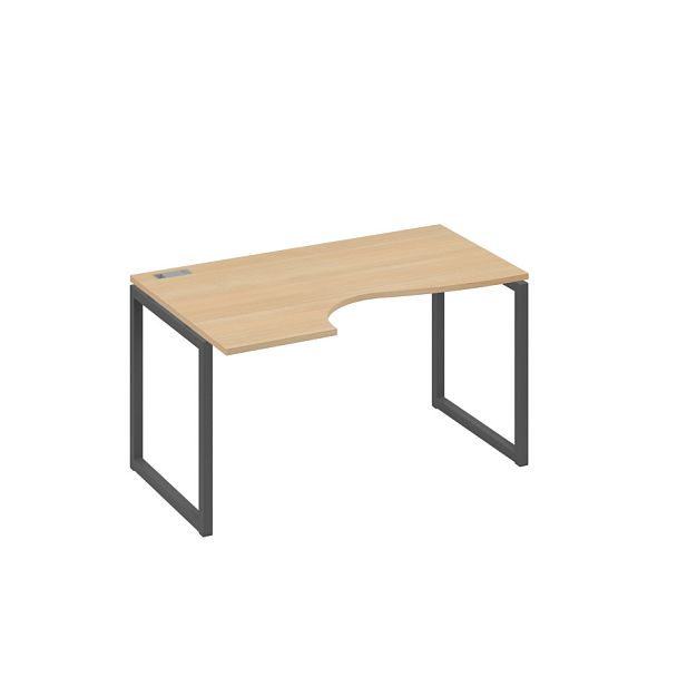 Стол эргономичный левый "Классика" на металлокаркасе QUATTRO A4 А4 Б4 043 БП натуральный дуб / металлокаркас антрацит - Вид 1