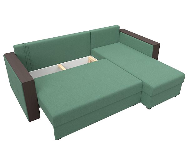 Диван угловой Валенсия Лайт правый угол Рогожка зеленый - Вид 7