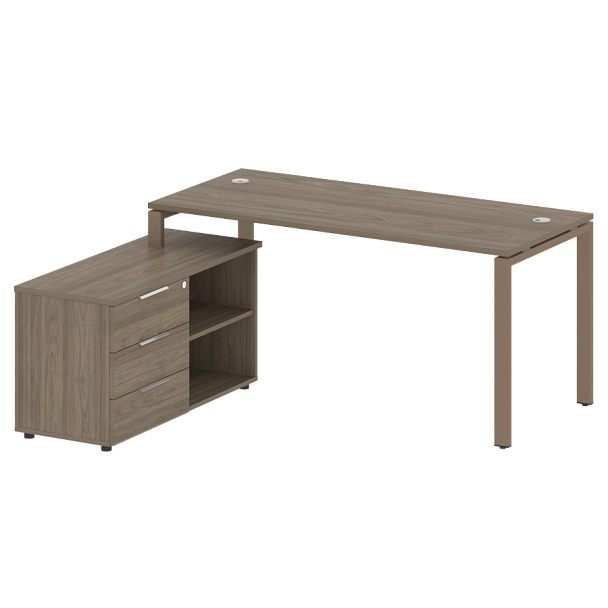 Metal System Р. ст. с тумбой на П-образном м/к БП.РС-СТС-2.4 (L) Вяз/Мокко металл 1700*1520*750 - Вид 1