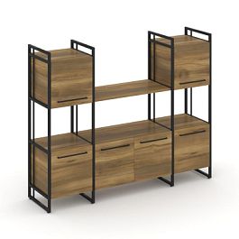 Rift Шкаф комбинированый RF.NS-002 Сандал Янтарный/Металл Черный 1598*396*1286 - Фото предпросмотра