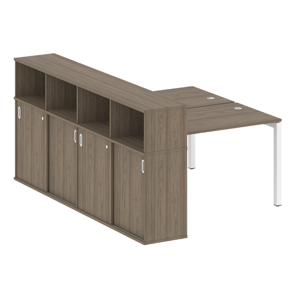 Metal System Quattro Р. ст. с шкафом-купе на П-образном м/к 50БП.РС-СШК-4.2 Т Вяз/Белый металл 1610*2332*1098 - Вид 1