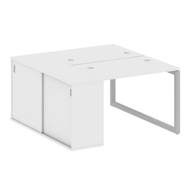 Metal System Quattro Р. ст. с шкафом-купе на О-образном м/к 50БО.РС-СШК-1.1 Т Белый/Серый металл 1410*1475*750 - Вид 1