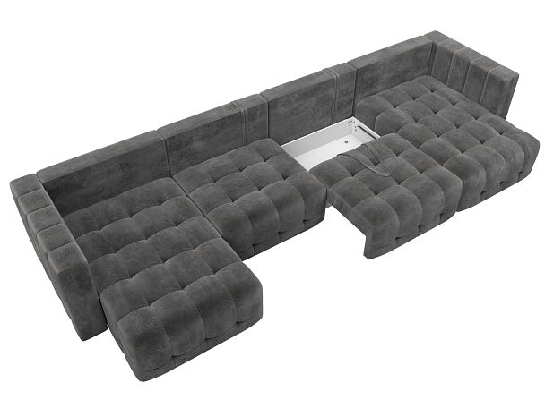 Диван П-образный Лига-052 НПБ Лонг Велюр серый - Вид 7