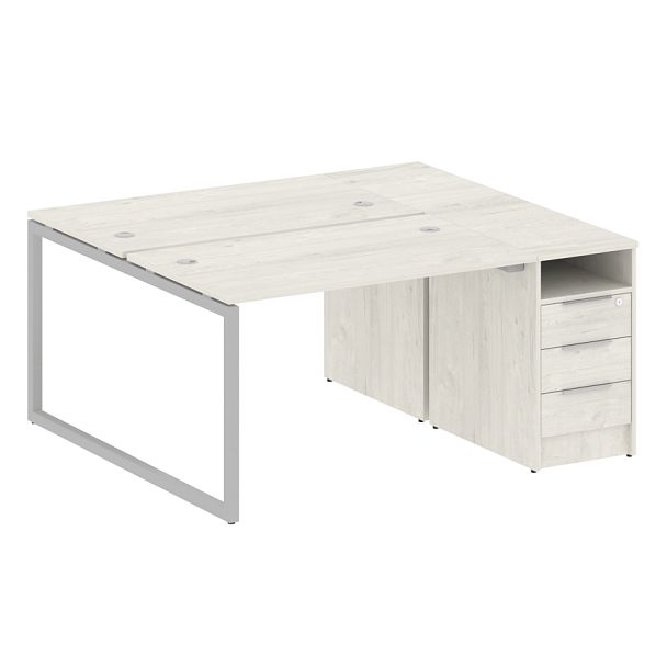 Metal System Quattro Р. ст. с тумбой на О-образном м/к 40БО.РС-СТП-2.2 Дуб наварра/Серый металл 1612*1475*750 - Вид 1