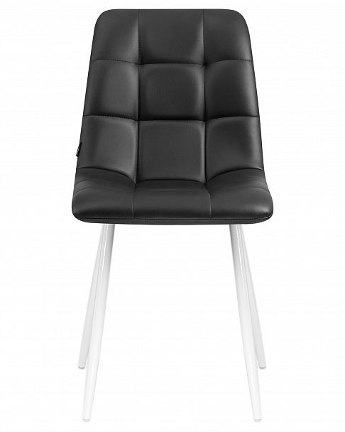 Стул обеденный DOBRIN ALEX (белые ножки, чёрная экокожа (P-01)) - Вид 6