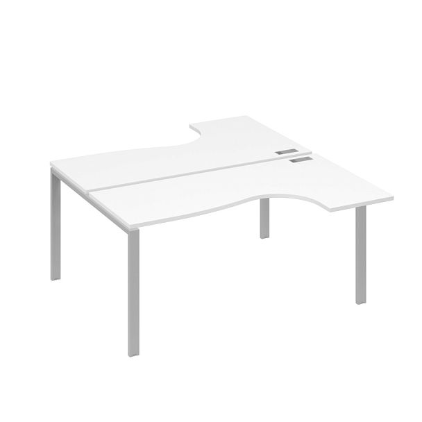 Рабочая станция UNO (2х160) со столами эргономичными A4 А4 Б1 182 БП белый премиум / металлокаркас серый - Вид 1