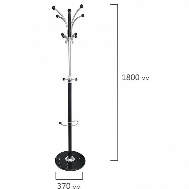 Вешалка-стойка BRABIX "CR-848" на мраморном диске, металл, 4+3 крючка, цвет коричневый, 606435 - Вид 7