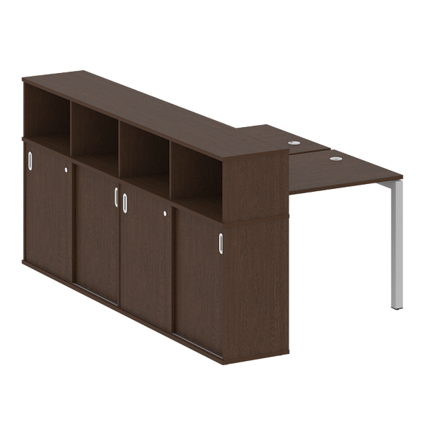 Metal System Quattro Р. ст. с шкафом-купе на П-образном м/к 50БП.РС-СШК-4.1 Т Венге/Серый металл 1410*2332*1098 - Вид 1