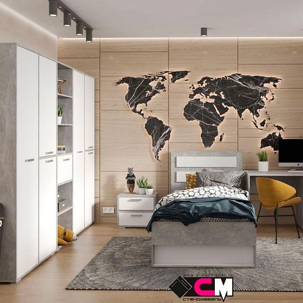 Денвер ТБ-01 Тумба Прикроватная (500 х448х354) ателье светлый/белый - Вид 3