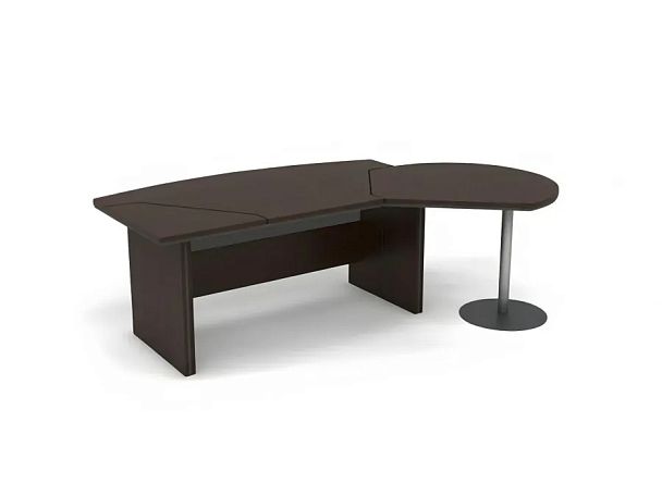 БЕРЛИН / BERLIN Стол руководителя с брифингом правый 2550х1500х760 Венге/Серый - Вид 1