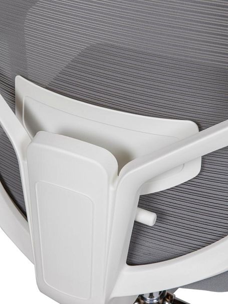 Кресло офисное / Best white / белый пластик / серая сетка / серая ткань /база хром - Вид 7