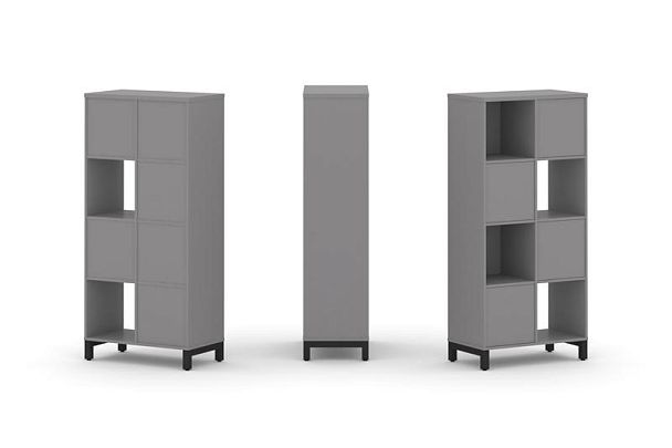 Стайл Проджект Набор стеллажа одностороннего, 4 яруса SN.NS-421 Серый Пепел/Металл Черный 754*400*16 - Вид 1