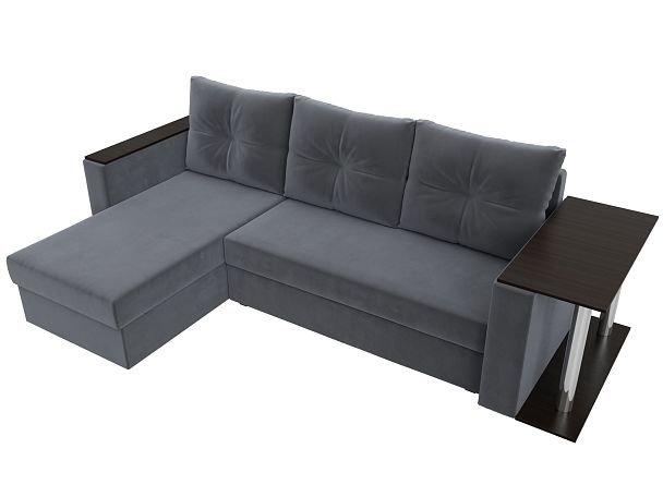 Угловой диван Атланта Лайт левый (полностью велюр серый) - Вид 6