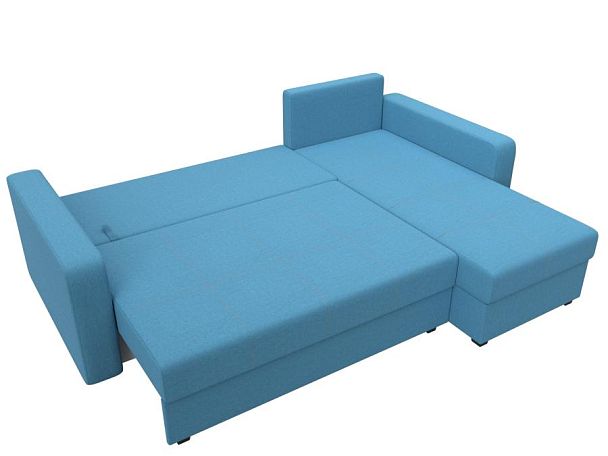Диван угловой Ливерпуль Лайт правый угол Рогожка голубой - Вид 8