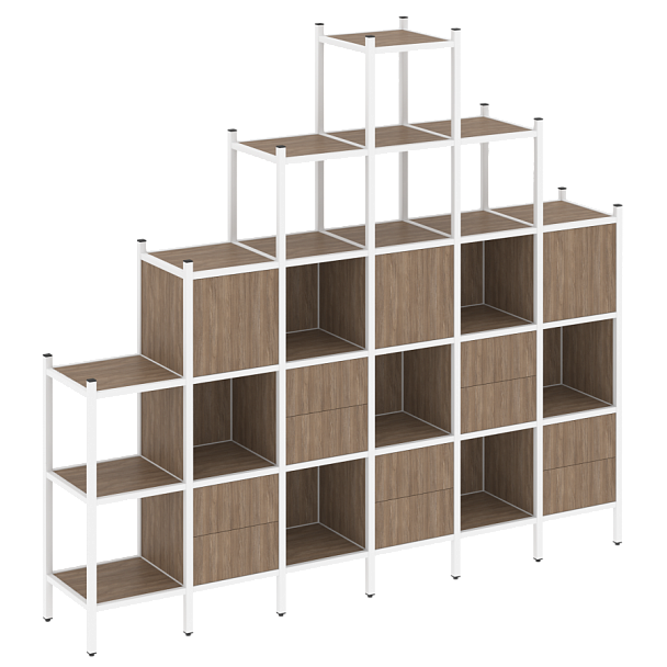 Loft Прямой стеллаж наборный VR.L-24 Дуб аризона/Белый металл 2526*446*2280 - Вид 1