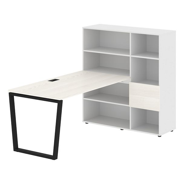 Стол-стеллаж EVRST 1215 Ясень Траун/Черный/Белый 1990х1250х1355 EDIS - Вид 1