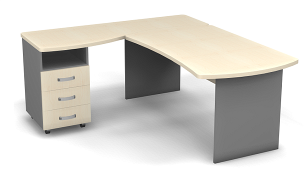 Стол угловой L,R 1800 Берлин Береза Майнау/Серый УРМ 180 L\R - Вид 2