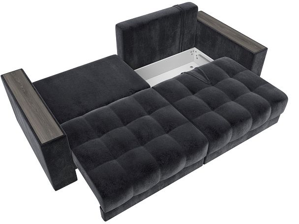 Диван прямой с декором Лига-049 НПБ Велюр серый - Вид 9