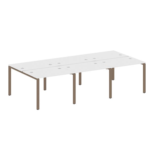 Metal System Р. ст. на 6 раб. места на П-образном м/к БП.СМ-6.1 Белый/Мокко металл 3000*1475*750 - Вид 1