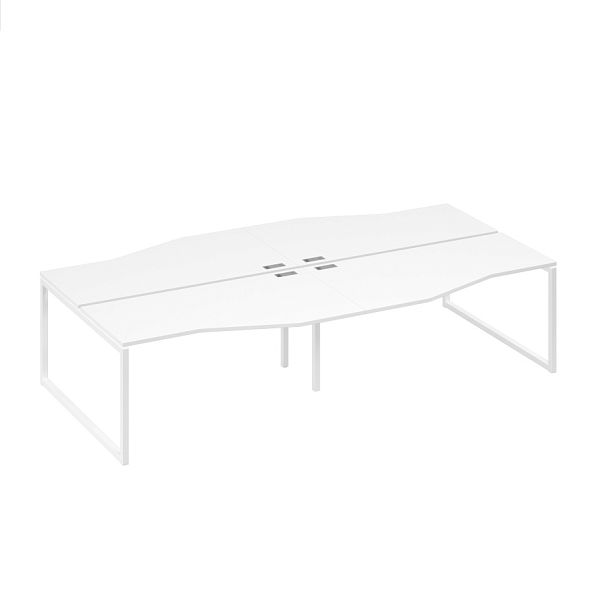 Рабочая станция (4х160) столы Техно каркас DUE A4 А4 Б2 191-2 БП белый премиум / металлокаркас белый - Вид 1