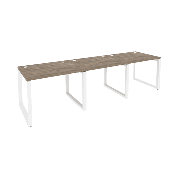 Onix Рабочая станция на О-образном м/к O.MO-RS-3.1.8 Тиквуд темный/Белый металл 2940*800*750 - Вид 1
