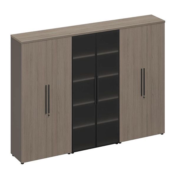 Шкаф комбинированный (закрытый-стекло-закрытый) U.RUS РС 324 ДЧ/ЛС дуб виченца/лава серая - Вид 1