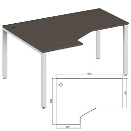 Эргономичный стол левый Trend Metal 160x120x75 тёмный дуб - Фото предпросмотра