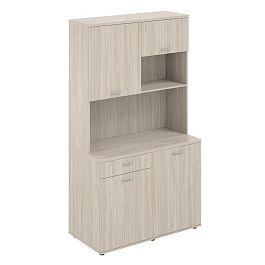 Офисная мини-кухня с ящиком, 1200х600х2135 / корпус: дуб светлый, фасады: дуб светлый Сигма / Sigma - Фото предпросмотра