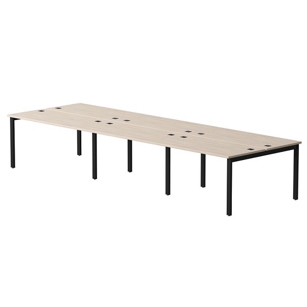 Бенч-система на 6 мест Everprof EVO на металлокаркасе 4140х670(1370)x755 Дуб Соната/Черный - Вид 1