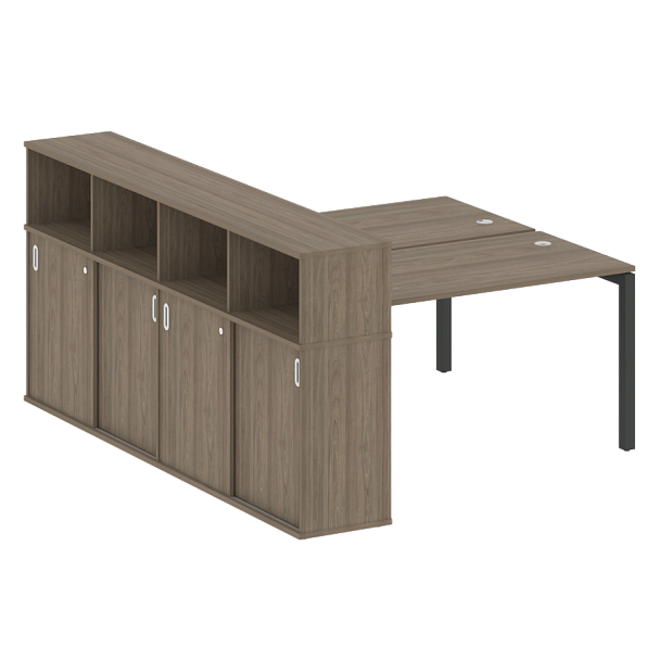 Metal System Quattro Р. ст. с шкафом-купе на П-образном м/к 50БП.РС-СШК-4.3 Т Вяз/Антрацит металл 1810*2332*1098 - Вид 1