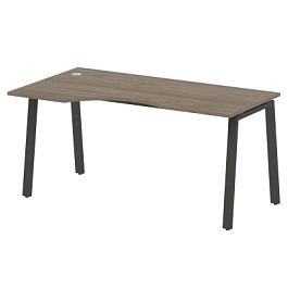 Metal System Стол криволинейный левый на А-образном м/к БА.СА-1 (L) Вяз/Антрацит металл 1600*900*750 - Фото предпросмотра