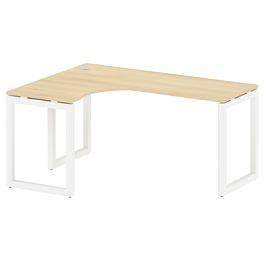 Metal System Quattro Стол криволинейный левый на О-образном м/к 50БО.СА-4 (L) Акация/Белый металл 1600*1200*750 - Фото предпросмотра