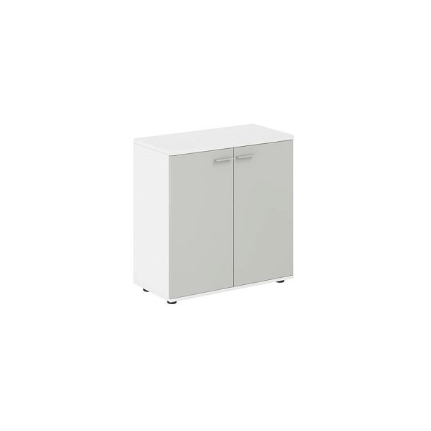 Шкаф низкий 800х400х825, 2-х дв., з.ст HDF / корпус: белый; фасады: серый бархат Сигма / Sigma - Вид 1