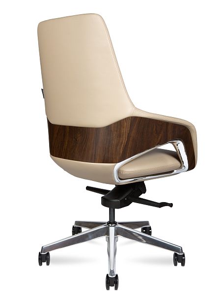 Кресло Шопен LB / бежевая кожа / алюминий крестовина - Вид 3