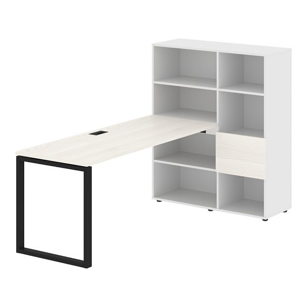 Стол-стеллаж EQRST 1117 Ясень Траун/Черный/Белый 2190х1120х1355 EDIS - Вид 1