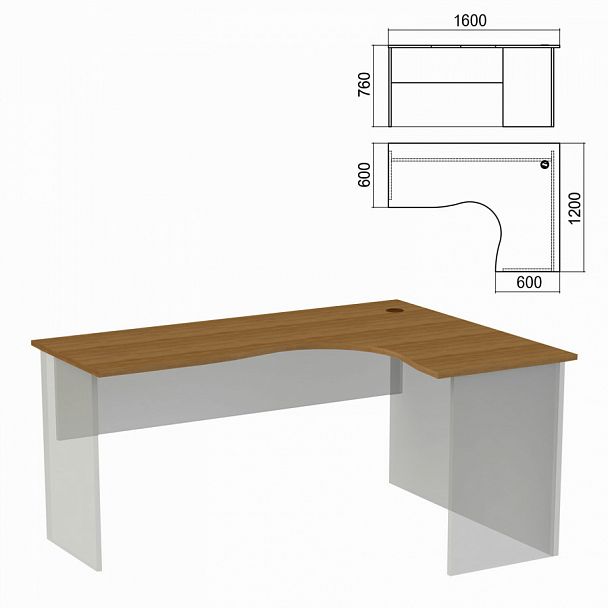 Стол компактный ЧАСТЬ 1 "Арго", 1600х1200х760 мм, правый, орех - Вид 1