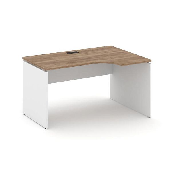 Стайл Проджект Стол рабочий эргоном. SN-D.SPA-021(R) Дуб Табак/Белый/Черная Заглушка 1380*800/980*75 - Вид 1