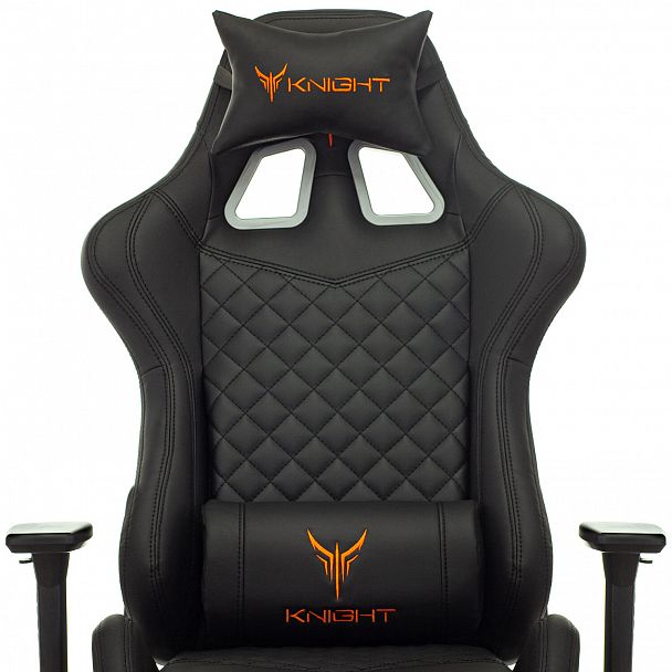 Кресло компьютерное Knight ARMOR, 2 подушки, экокожа премиум, черное, 1628888 - Вид 9