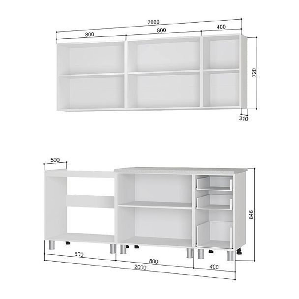 Кухня 2,0м "Дина" белый/белый глянец МДФ - Вид 3
